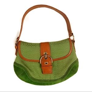 COACH Signature mini handbag, leather suede green